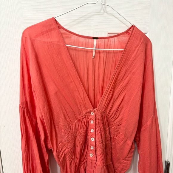 Free People True Color Boho Hippie Crochet Knit Peasant Top Womens Size Medium - Picture 3 of 10